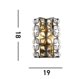 Iris Wall Light Black, Crystal, Brass - thumbnail 3