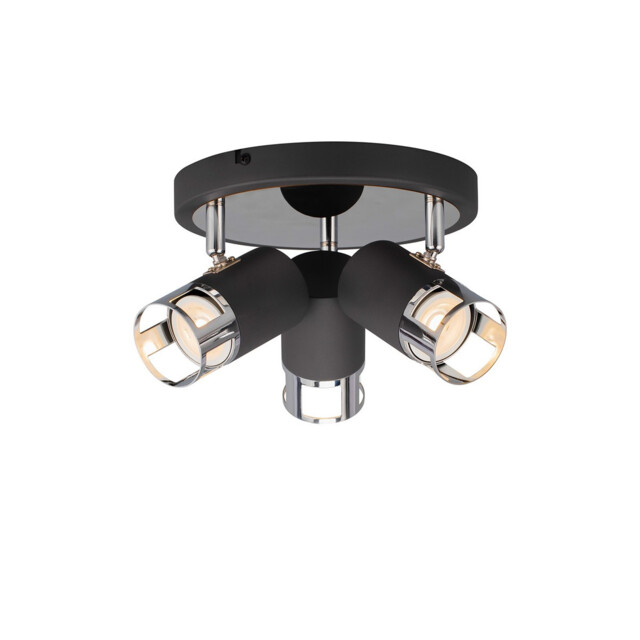 Phelps 3 Light Round SpotFitting GU10, Graphite, Polished Chrome - image 1