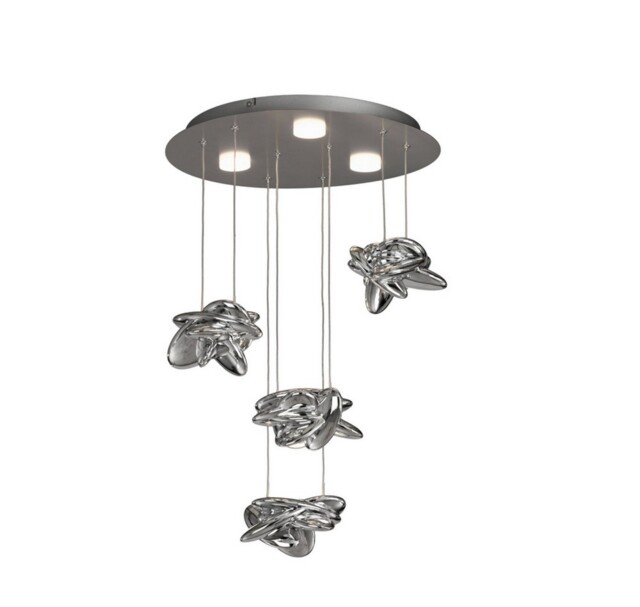 Nido Ceiling Cluster Pendant 45cm Round 4 + 2 Lights 24W + 10W LED 3000K, 2800lm, Chrome - image 1