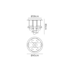 Nido Ceiling Cluster Pendant 45cm Round 4 + 2 Lights 24W + 10W LED 3000K, 2800lm, Chrome - thumbnail 2