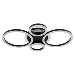 Loretta 3 Ring Integrated LED Semi Flush Ceiling Light Matt Black 4x LED 2700-6500K - thumbnail 2
