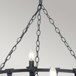 Saxon 8 Light Chandelier Black Finish, E14 - thumbnail 2