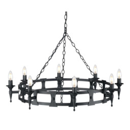 Saxon 8 Light Chandelier Black Finish, E14 - thumbnail 1