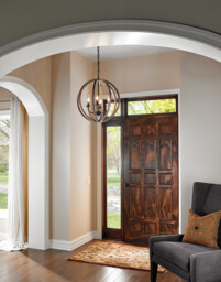 Allier 4 Light Spherical Cage Ceiling Pendant Dark Wood, Antique iron, E14 - thumbnail 2