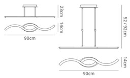 Telescopic Semi Flush Convertible Line 28W Led 3000K, 2800Lm, Polished Chrome, Frosted Acrylic - thumbnail 2