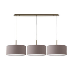 Baymont Antique Brass 3 Light E27 Linear Pendant With 40cm x 18cm Faux Silk Shade, Grey/White Laminate - thumbnail 5