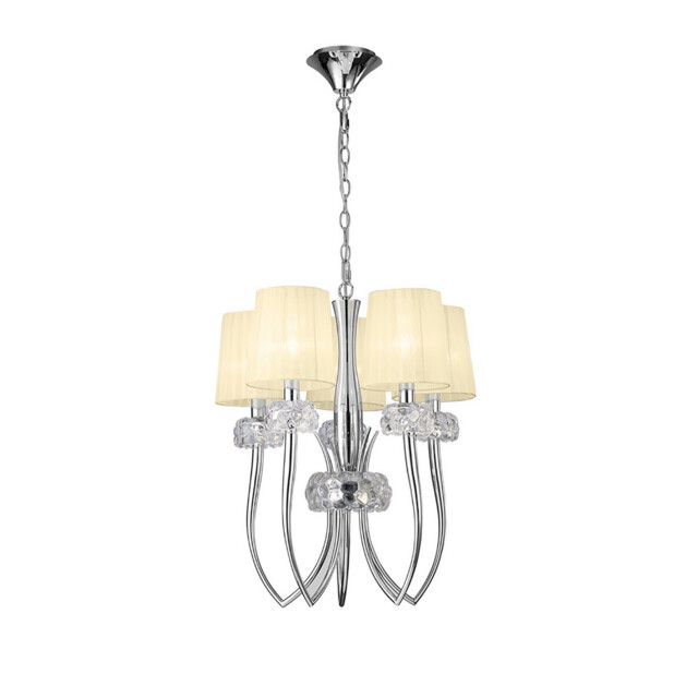 Loewe Slim Pendant 5 Light E14, Polished Chrome With Cream Shades - image 1