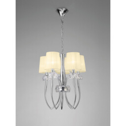 Loewe Slim Pendant 5 Light E14, Polished Chrome With Cream Shades - thumbnail 2