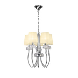 Loewe Slim Pendant 5 Light E14, Polished Chrome With Cream Shades - thumbnail 1