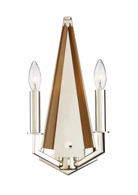 Hilton Wall Lamp 2 Candle Light E14 Polished Nickel, Taupe Wood - image 1