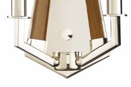 Hilton Wall Lamp 2 Candle Light E14 Polished Nickel, Taupe Wood - thumbnail 5