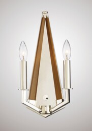 Hilton Wall Lamp 2 Candle Light E14 Polished Nickel, Taupe Wood - thumbnail 2