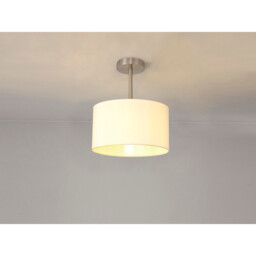 Baymont Satin Nickel E27 Semi Flush With 30cm x 17cm Faux Silk Shade, Ivory Pearl/White Laminate - thumbnail 2
