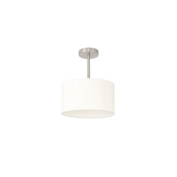 Baymont Satin Nickel E27 Semi Flush With 30cm x 17cm Faux Silk Shade, Ivory Pearl/White Laminate - thumbnail 5