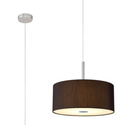 Baymont Polished Chrome 5 Light E27 Single Pendant With 40cm x 18cm Faux Silk Shade, Black/White Laminate