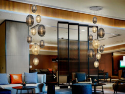 Ovila Modern Cluster Drop 9 Light LED Pendant Light, Oval Cognac & Smoke Grey Shades - thumbnail 2