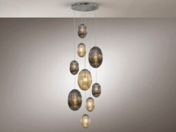 Ovila Modern Cluster Drop 9 Light LED Pendant Light, Oval Cognac & Smoke Grey Shades - thumbnail 5