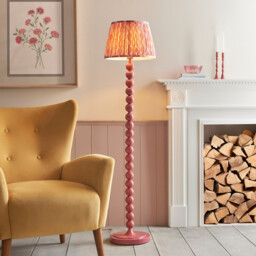 Higgledy Gloss Pink Clay Paint Floor Lamp with Coral Pink Fabric Ikat Shade 35cm E27 - thumbnail 2