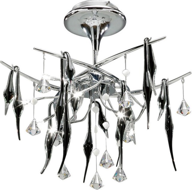 Cygnet Ceiling 10 Light Polished Chrome, Black Glass, Crystal - image 1