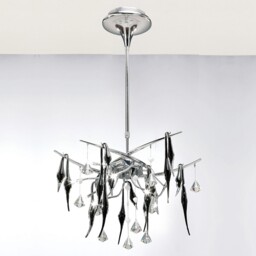 Cygnet Ceiling 10 Light Polished Chrome, Black Glass, Crystal - thumbnail 2