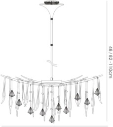 Cygnet Ceiling 10 Light Polished Chrome, Black Glass, Crystal - thumbnail 3