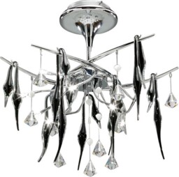 Cygnet Ceiling 10 Light Polished Chrome, Black Glass, Crystal