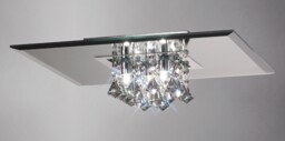 Theo Flush Ceiling, 400mm Square, 5 Light G9 Polished Chrome, Smoked Mirror, Smoked Crystal - thumbnail 2