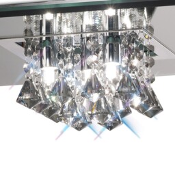 Theo Flush Ceiling, 400mm Square, 5 Light G9 Polished Chrome, Smoked Mirror, Smoked Crystal - thumbnail 5