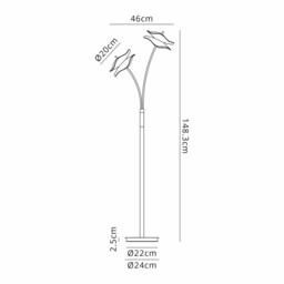 Amsterdam Floor Lamp, 2 Light 6W LED, 4000K, 920lm, Polished Chrome - thumbnail 2