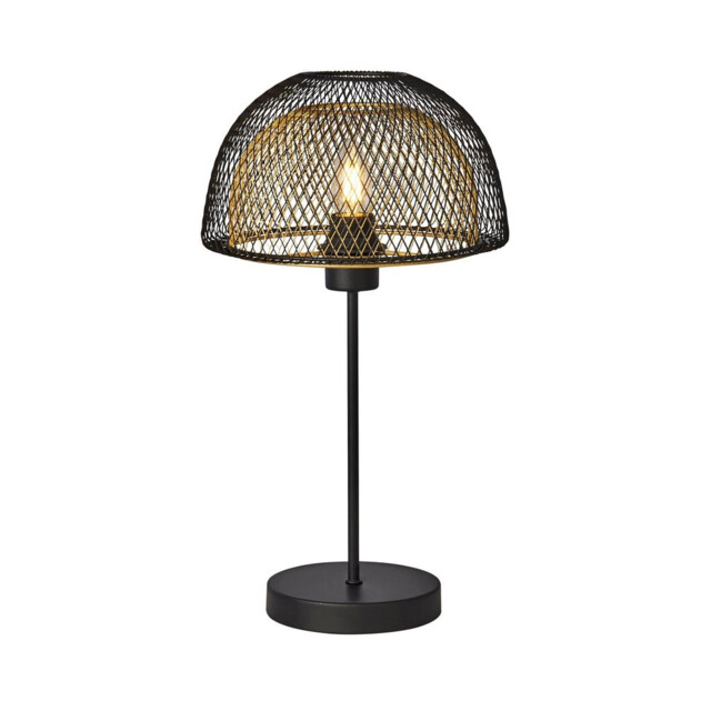1 Light Double Layered Mesh Table Lamp - Black Outer With Gold Inner - image 1