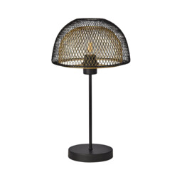 1 Light Double Layered Mesh Table Lamp - Black Outer With Gold Inner - thumbnail 2