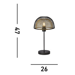 1 Light Double Layered Mesh Table Lamp - Black Outer With Gold Inner - thumbnail 3