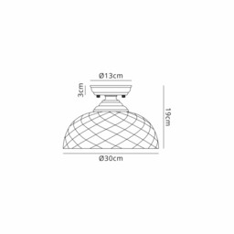 Dresden Flush Ceiling Lamp E27 With Flat Round 30cm Patterned Glass Shade Antique Brass, Clear - thumbnail 2