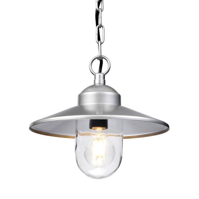 Klampenborg 1 Light Outdoor Ceiling Chain Lantern Silver IP44, E27 - image 1