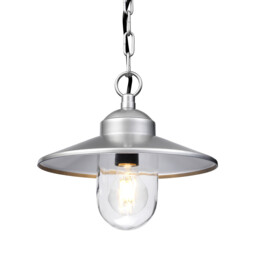 Klampenborg 1 Light Outdoor Ceiling Chain Lantern Silver IP44, E27 - thumbnail 1