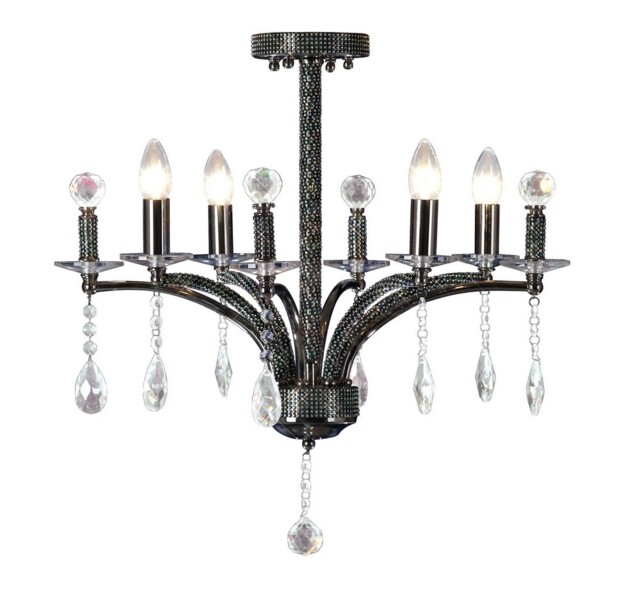 Fiore Semi Flush Ceiling Pendant 4 Light Black Chrome, Crystal - image 1