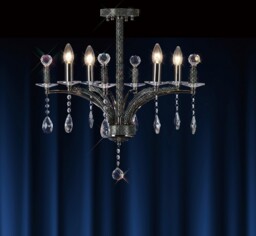 Fiore Semi Flush Ceiling Pendant 4 Light Black Chrome, Crystal - thumbnail 2