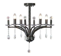 Fiore Semi Flush Ceiling Pendant 4 Light Black Chrome, Crystal - thumbnail 1