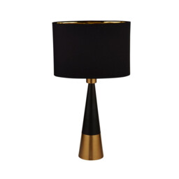Pyramid Table Lamp Black, Antique Copper, Black Oval Shade Gold Inner - thumbnail 3