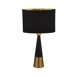 Pyramid Table Lamp Black, Antique Copper, Black Oval Shade Gold Inner - thumbnail 1