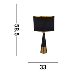 Pyramid Table Lamp Black, Antique Copper, Black Oval Shade Gold Inner - thumbnail 5