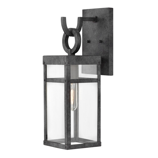 Hinkley Porter Outdoor Wall Lantern Aged Zinc, IP44 - image 1