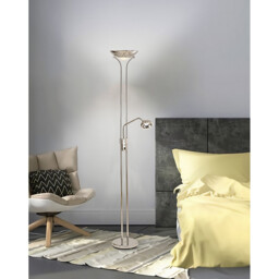 Brazier 2 Light Floor Lamp With USB 2.1 mAh Socket, 20+5W LED, 3000K Touch Dimmer, 2300lm, Polished Nickel, 3yrs Warranty - thumbnail 3