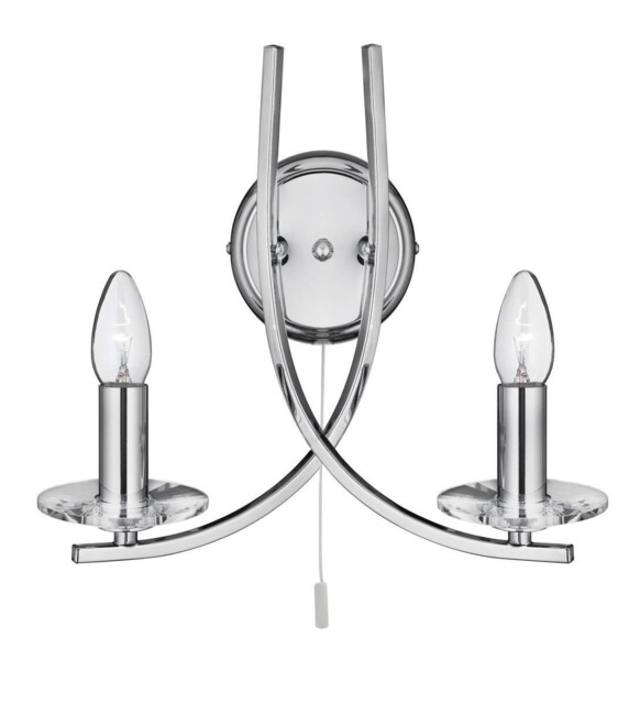 Ascona 2 Light Indoor Glass Candle Wall Light Chrome, E14 - image 1