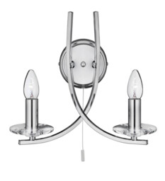 Ascona 2 Light Indoor Glass Candle Wall Light Chrome, E14