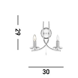 Ascona 2 Light Indoor Glass Candle Wall Light Chrome, E14 - thumbnail 2