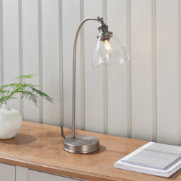 Hansen Task Table Lamp Brushed Silver Paint, Clear Glass - thumbnail 3