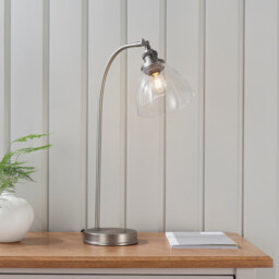 Hansen Task Table Lamp Brushed Silver Paint, Clear Glass - thumbnail 2