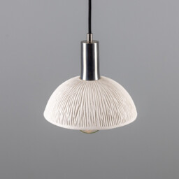 Kauri Dome Pendant, Matte White Striped, Antique Silver - thumbnail 2