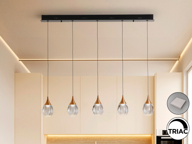 Corina Bar Pendant Ceiling 5 Light Black, Copper LED 3000K - image 1